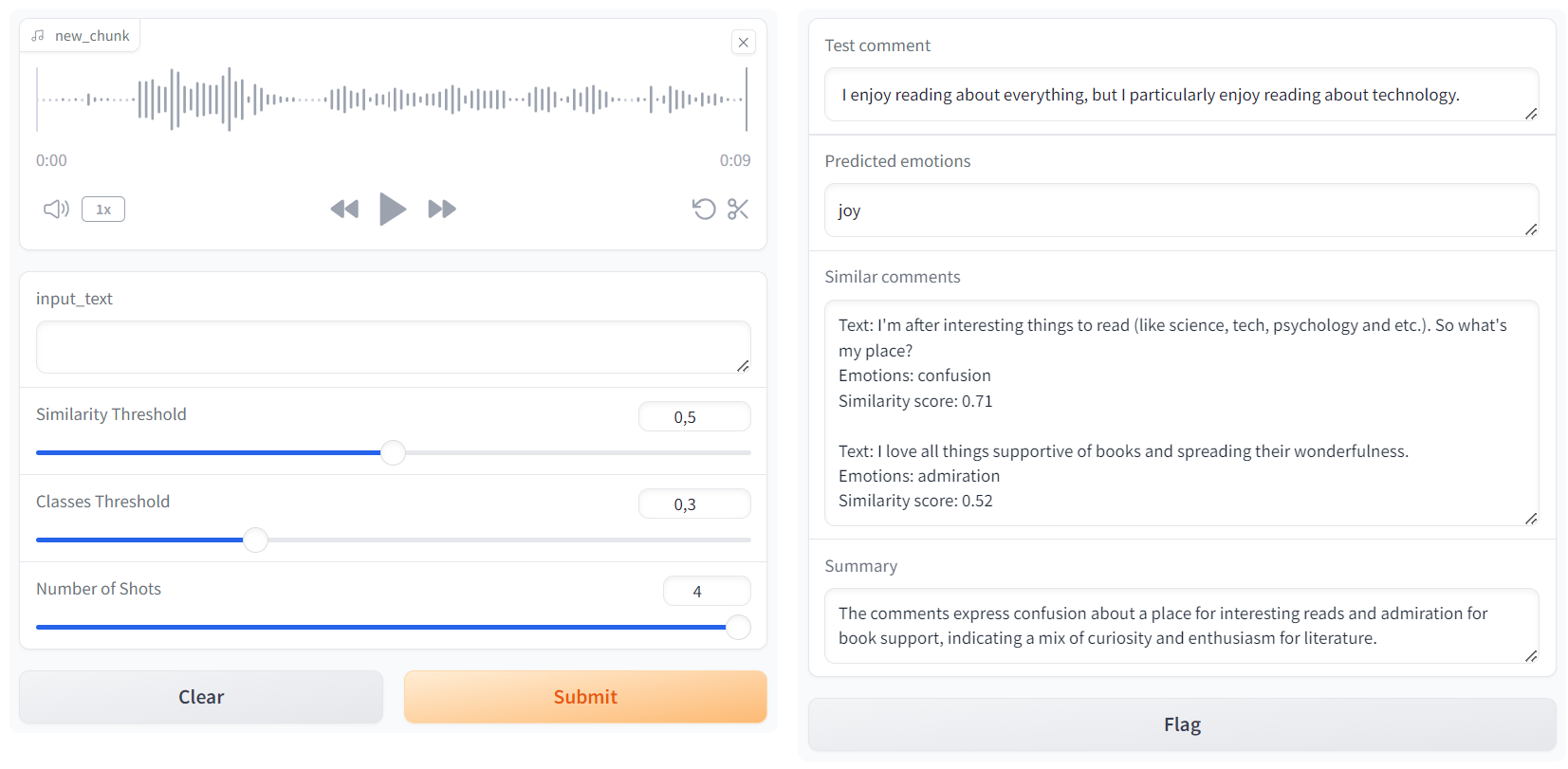 Sentiment Analysis and Retrieval-Augmented Generation from a text input