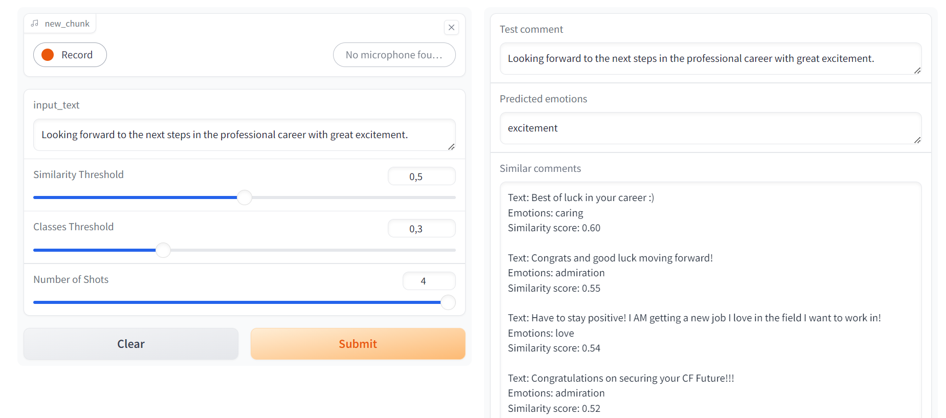 Sentiment Analysis and Retrieval-Augmented Generation from a text input